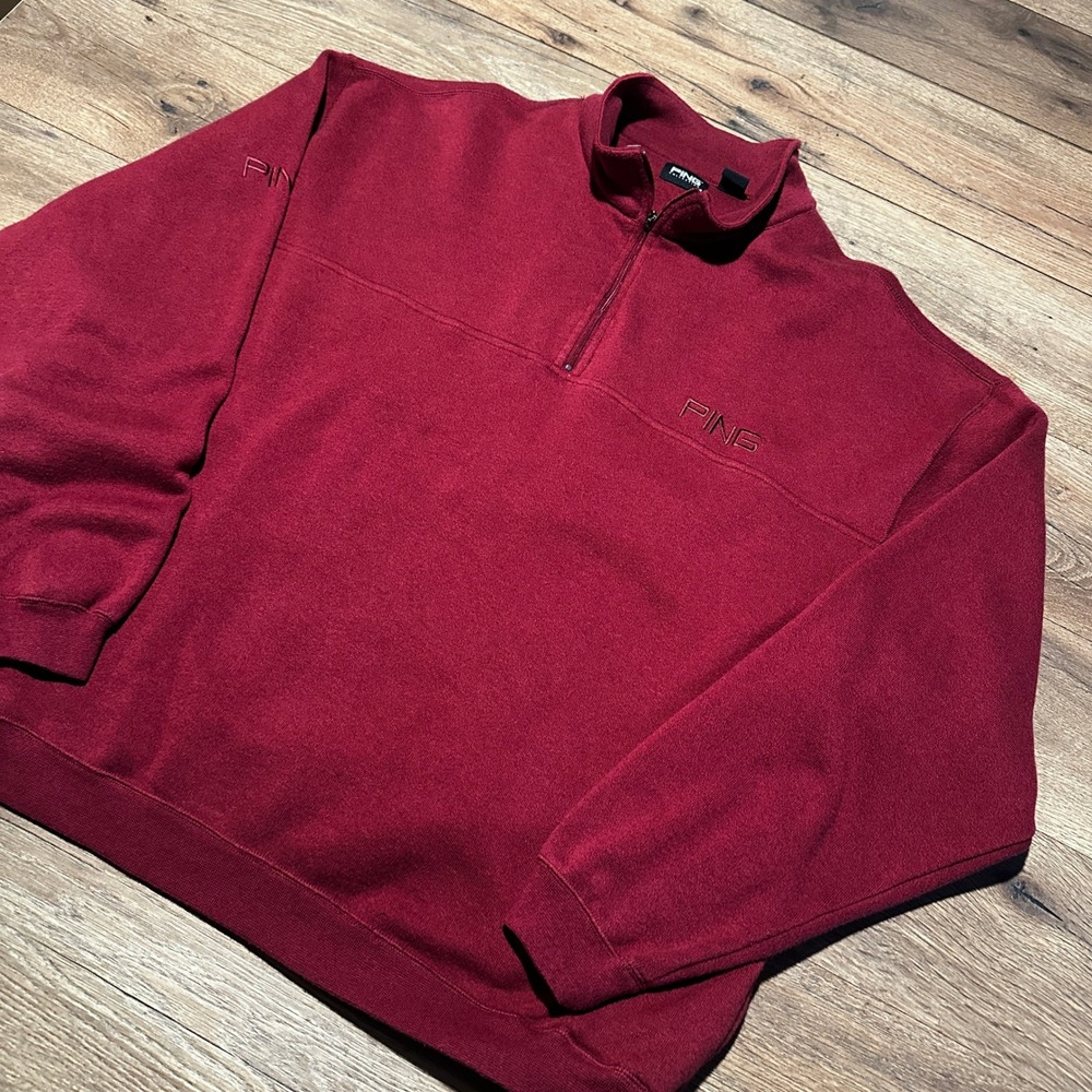 PING Burgundy Red Quarter Zip Pullover Sweatshirt Mens XXL